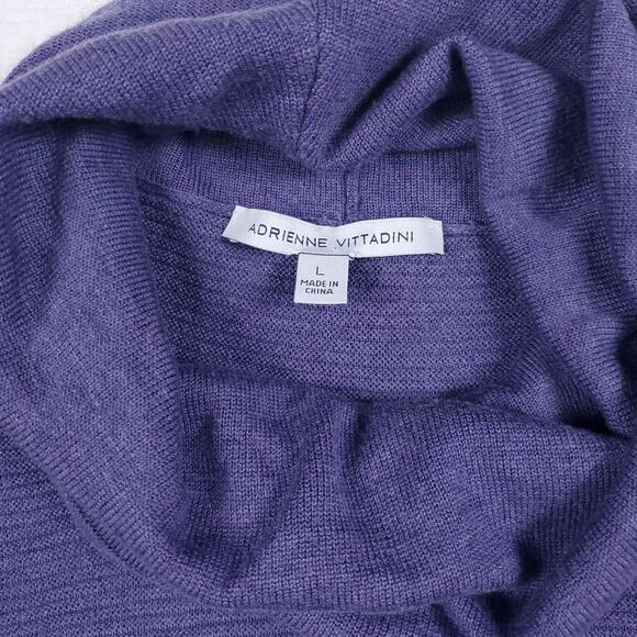 Adrienne Vittadini Womens Purple Viscose Blend Lightweight Cowl Neck Sweater L - Picture 3 of 8